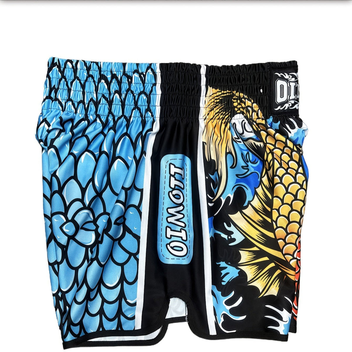 Short muay thai OIMOTI Pla-Noir/Bleu Nakmuay