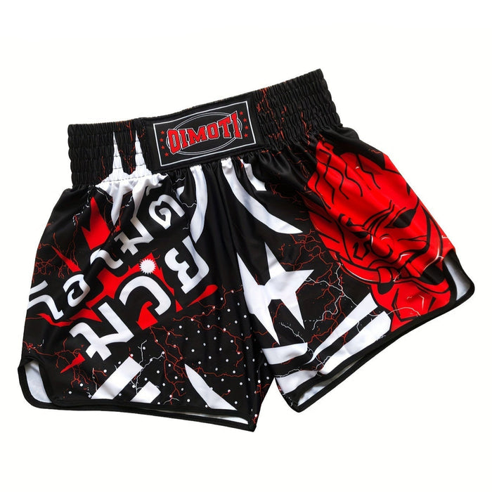 Short muay thai OIMOTI Pisac-Noir/Rouge Nakmuay