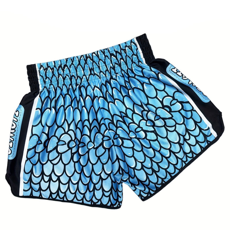 Short muay thai OIMOTI Pla-Noir/Bleu Nakmuay