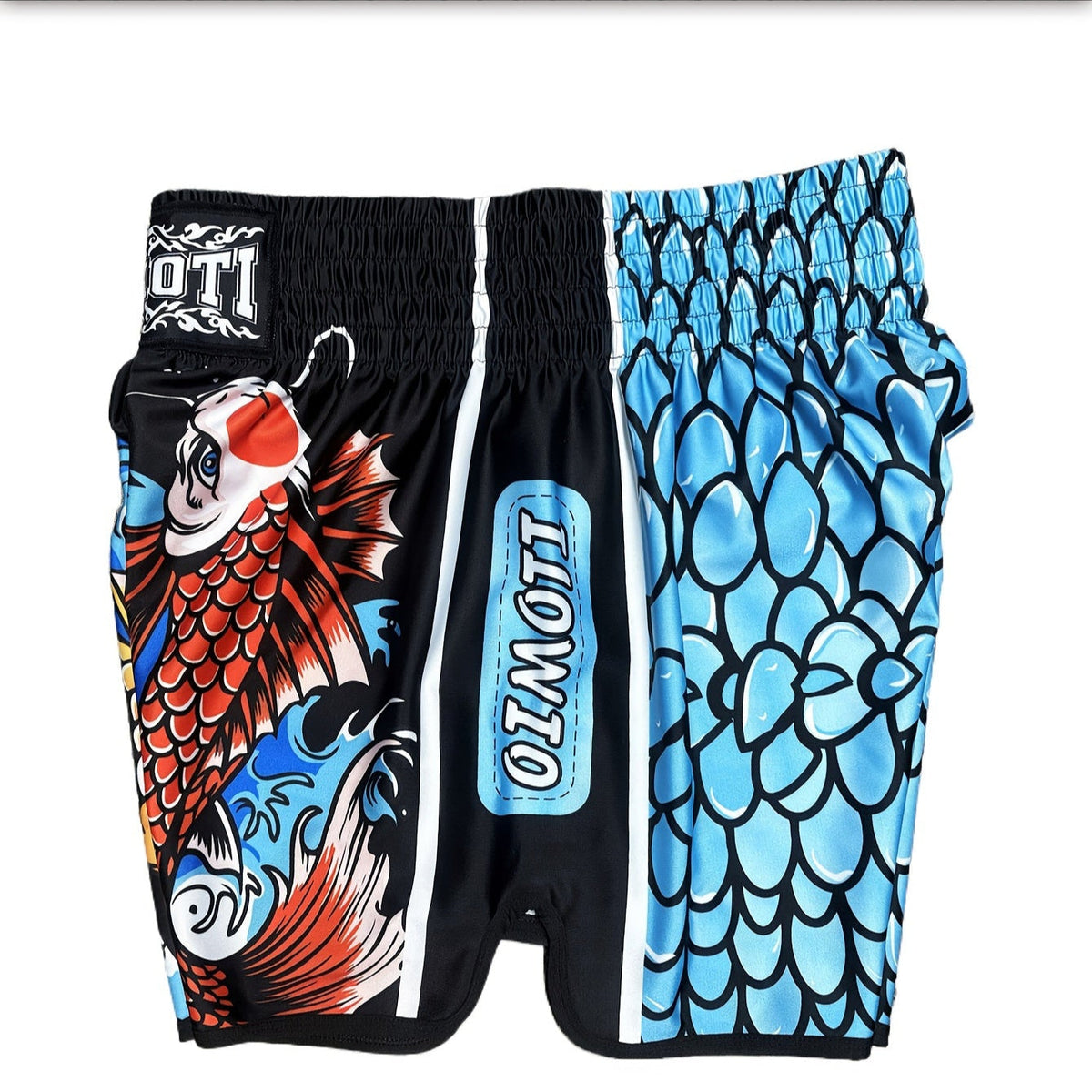 Short muay thai OIMOTI Pla-Noir/Bleu Nakmuay