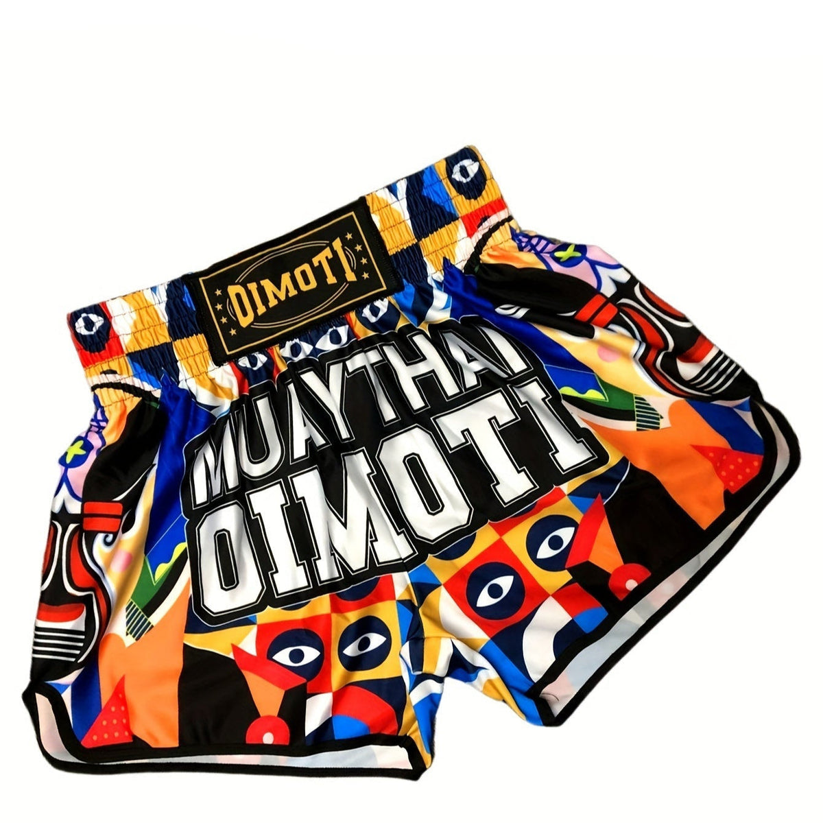 Short muay thai OIMOTI Pikas-Orange/Bleu/Rouge Nakmuay