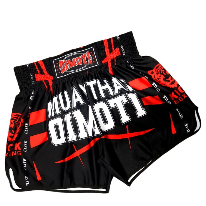 Short muay thai OIMOTI Thaeb Si-Noir/Rouge Nakmuay