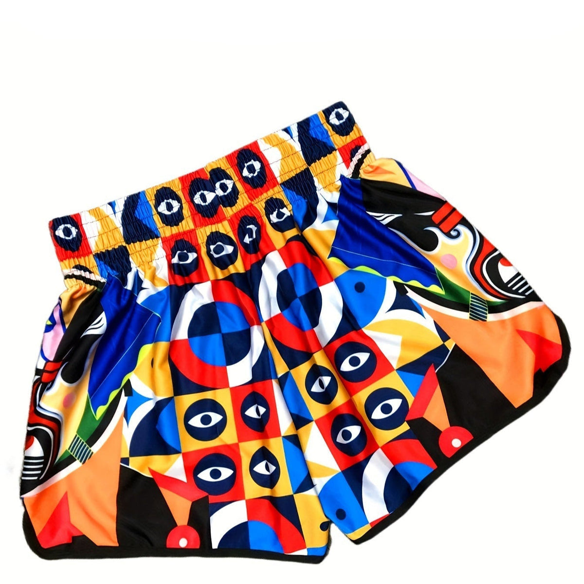 Short muay thai OIMOTI Pikas-Orange/Bleu/Rouge Nakmuay