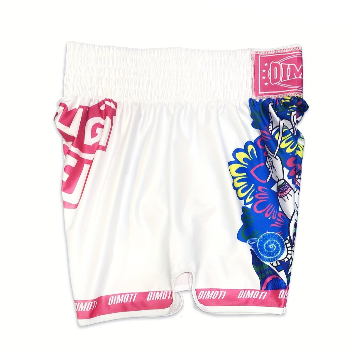 Short muay thai OIMOTI Chang-Blanc/Rose Nakmuay