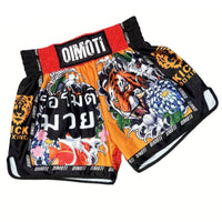 Short muay thai OIMOTI Khera Si-Rouge/Orange Nakmuay