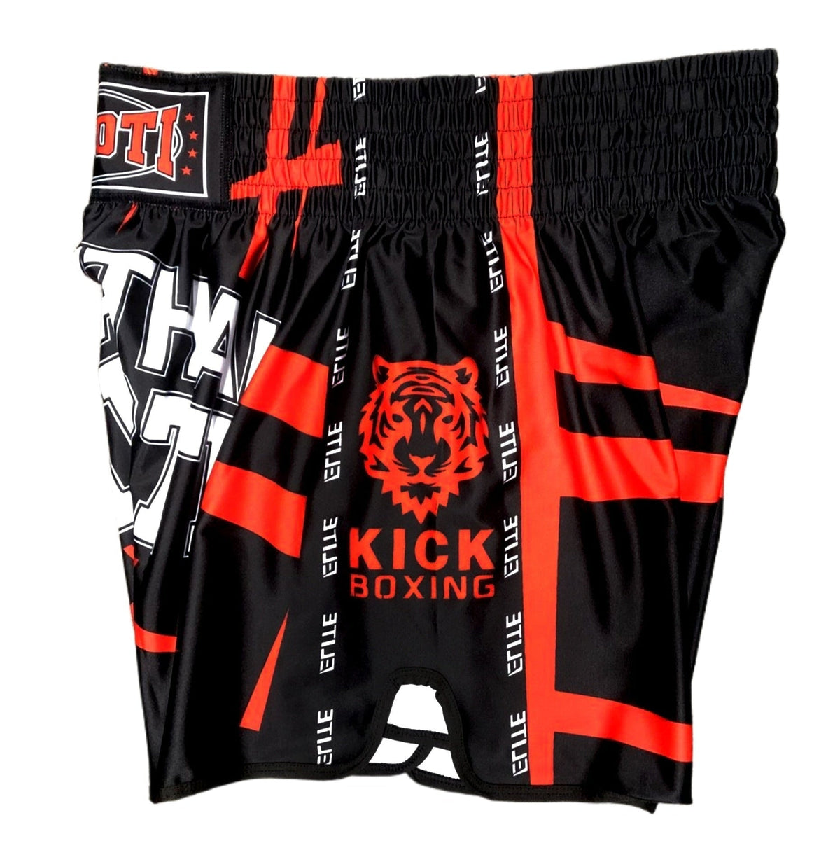 Short muay thai OIMOTI Thaeb Si-Noir/Rouge Nakmuay