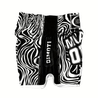 Short muay thai OIMOTI Malay-Blanc/Noir Nakmuay