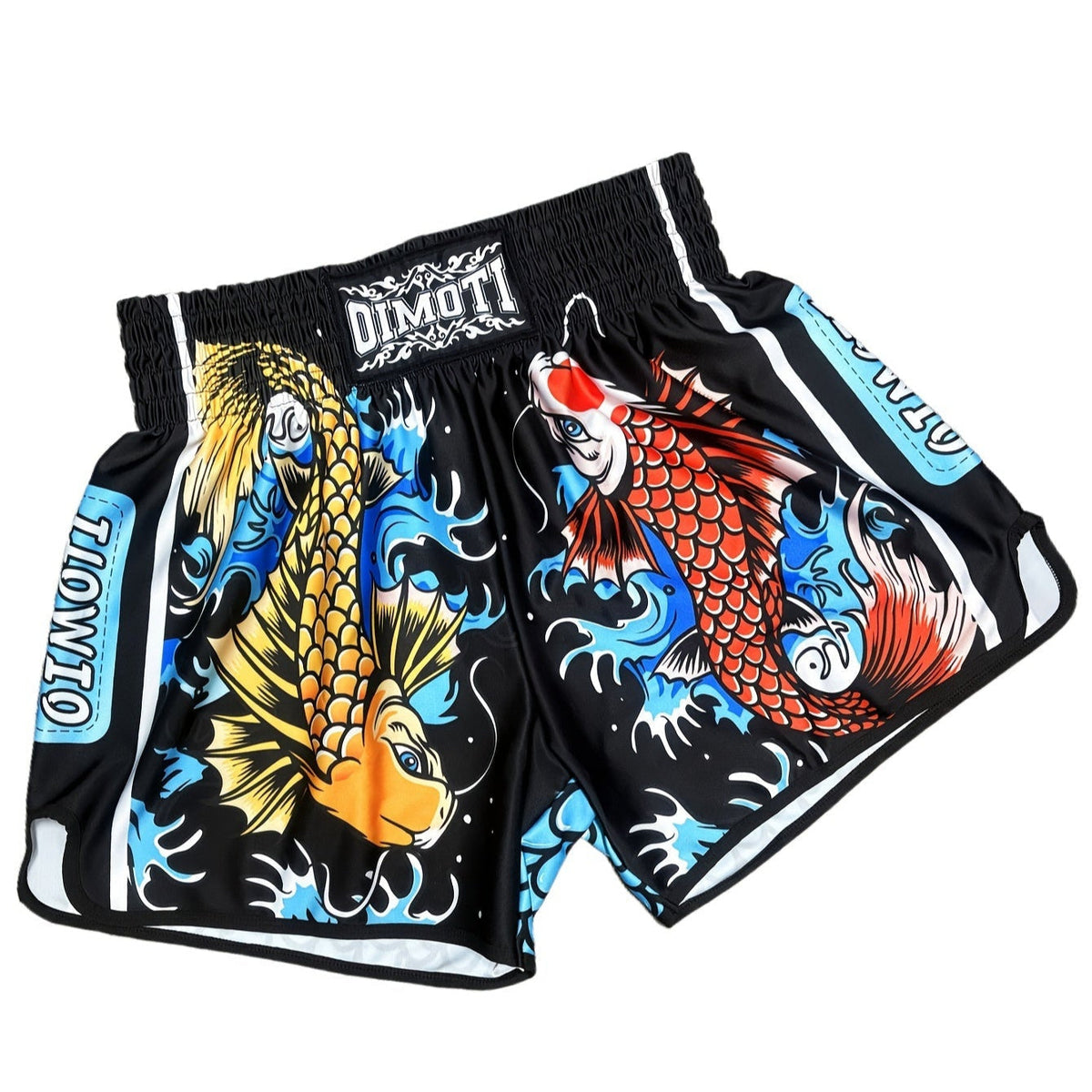 Short muay thai OIMOTI Pla-Noir/Bleu Nakmuay