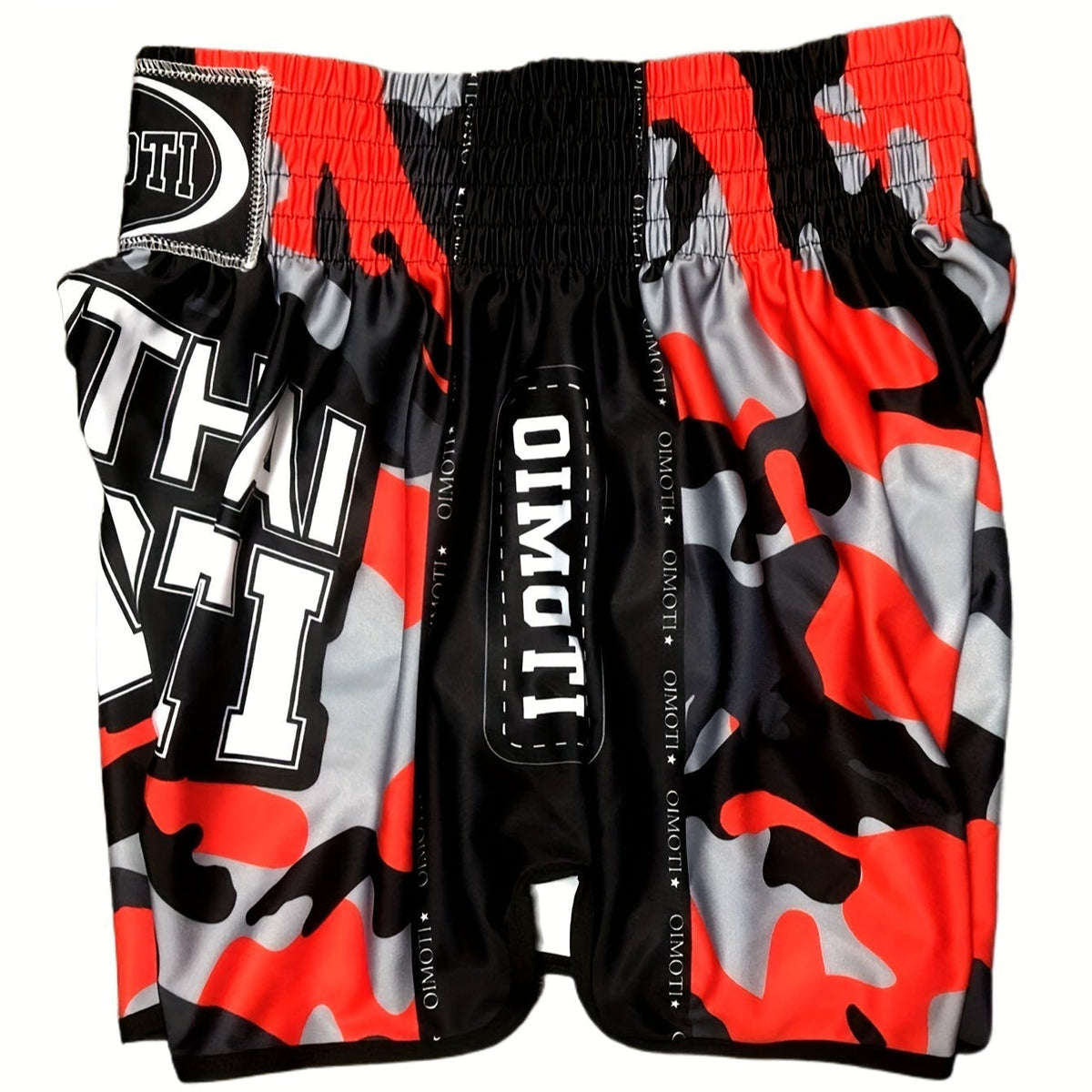 Short muay thai OIMOTI Bangta-Rouge/Gris Nakmuay