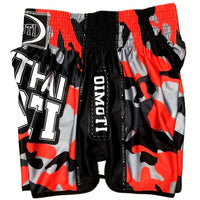 Short muay thai OIMOTI Bangta-Rouge/Gris Nakmuay