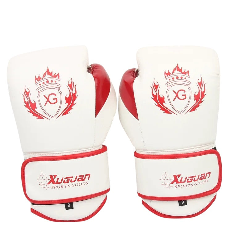 Gants de boxe XUGUAN Sport-Blanc/Rouge Nakmuay