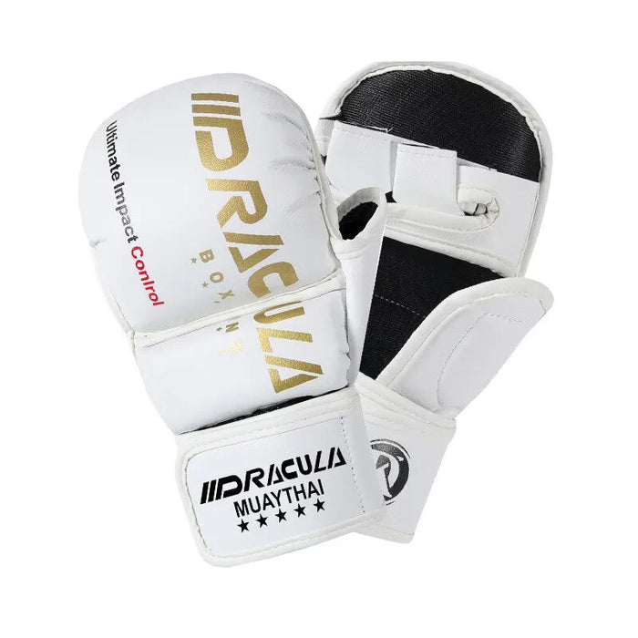 Gants de MMA DRACULA Ultimate-Blanc/Or Nakmuay