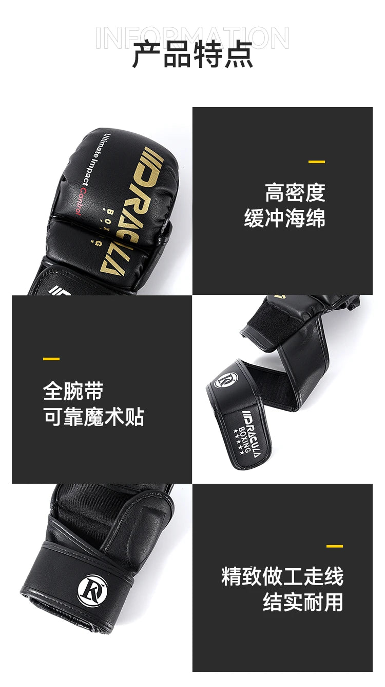 Gants de MMA DRACULA Ultimate-Blanc/Or Nakmuay