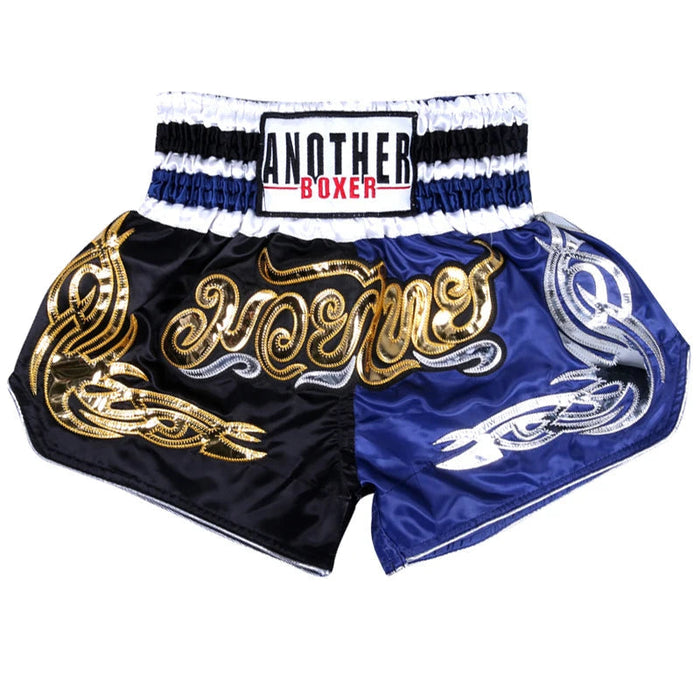 Short Muay Thai ANOTHER BOXER-Noir/Bleu Nakmuay