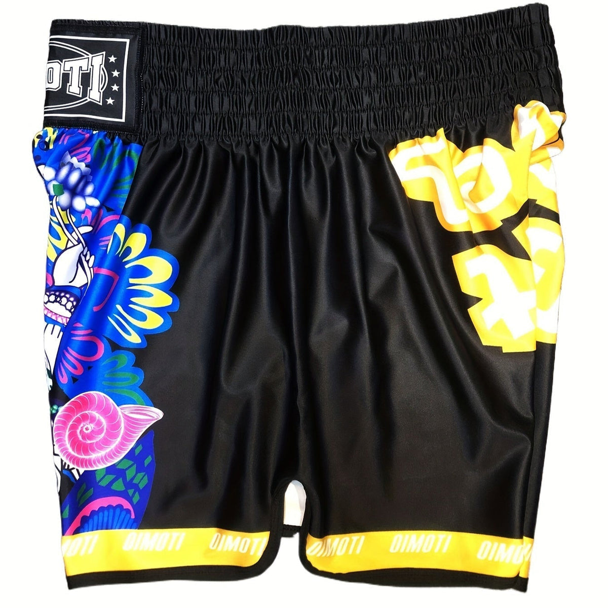 Short muay thai OIMOTI Sin Deyan-Noir/Jaune Nakmuay