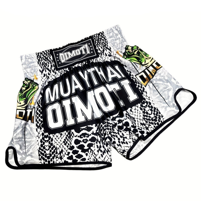 Short muay thai OIMOTI Matras-Blanc Nakmuay