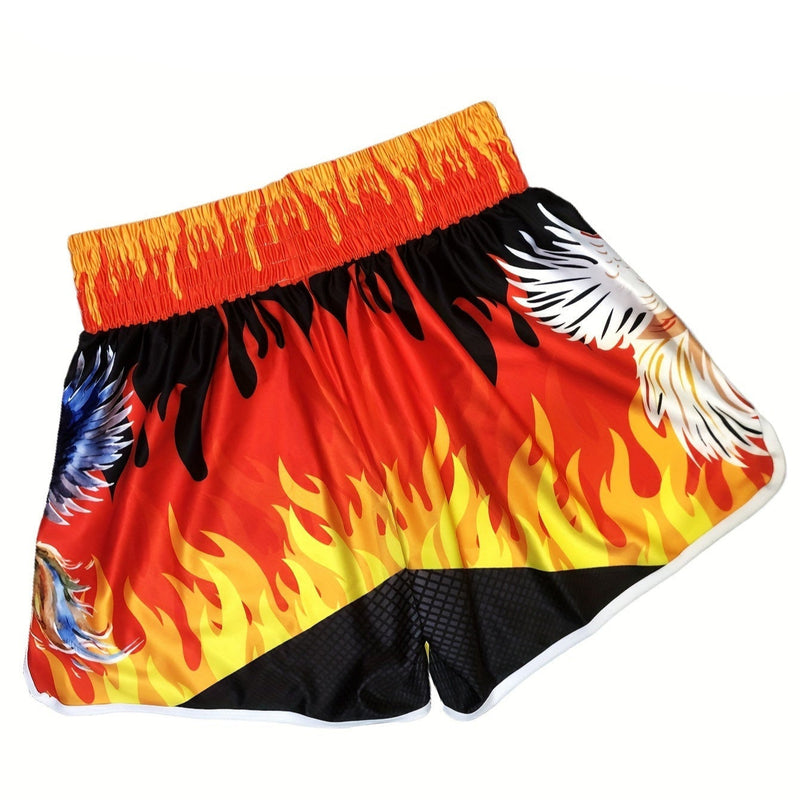 Short muay thai OIMOTI Pelw Fi-Orange/Rouge Nakmuay