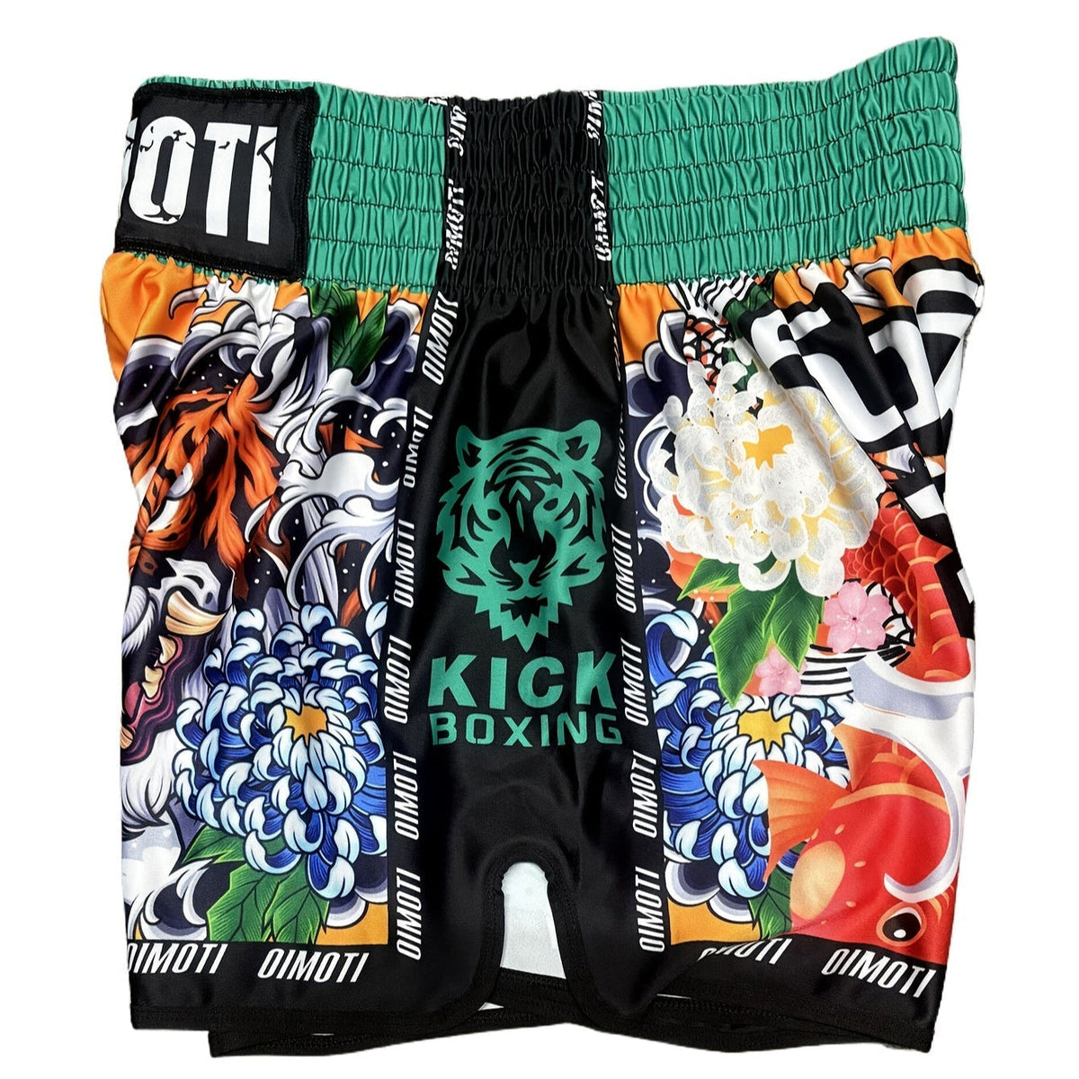 Short muay thai OIMOTI Khera-Vert/Orange Nakmuay