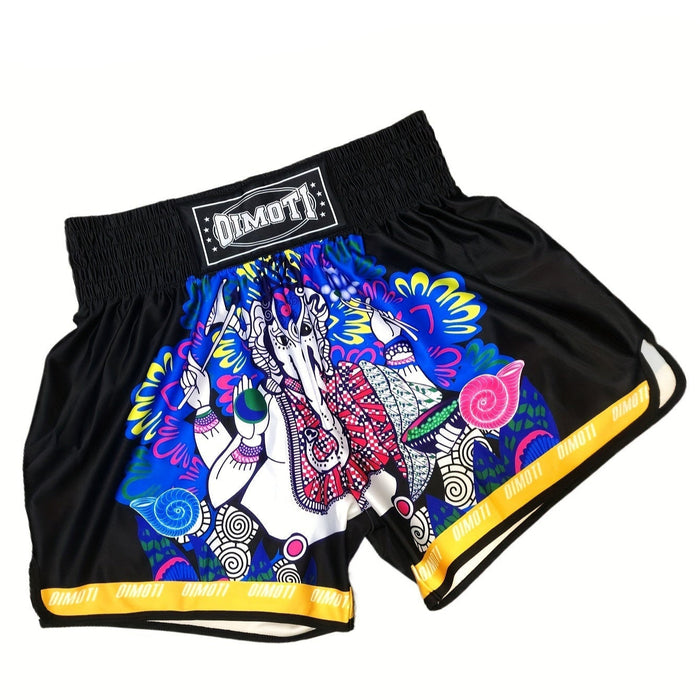 Short muay thai OIMOTI Sin Deyan-Noir/Jaune Nakmuay