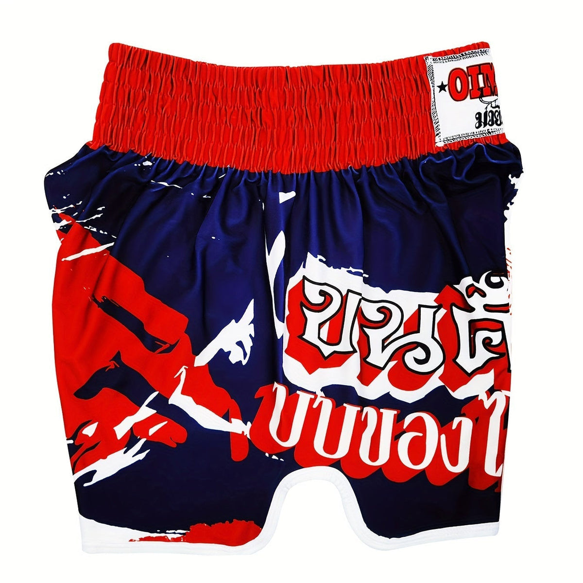 Short muay thai OIMOTI Humi-Bleu/Blanc/Rouge Nakmuay