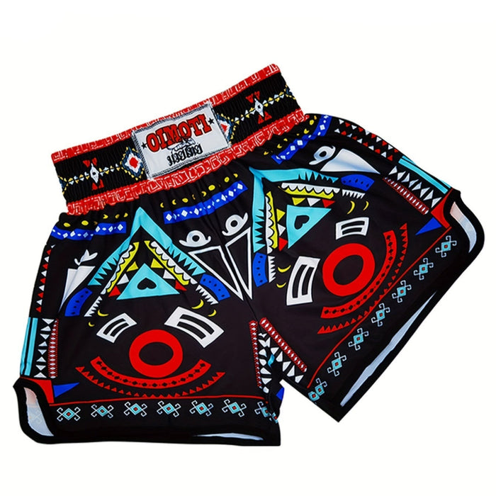 Short muay thai OIMOTI Dwangta-Noir/Rouge/Bleu Nakmuay