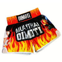 Short muay thai OIMOTI Pelw Fi-Orange/Rouge Nakmuay